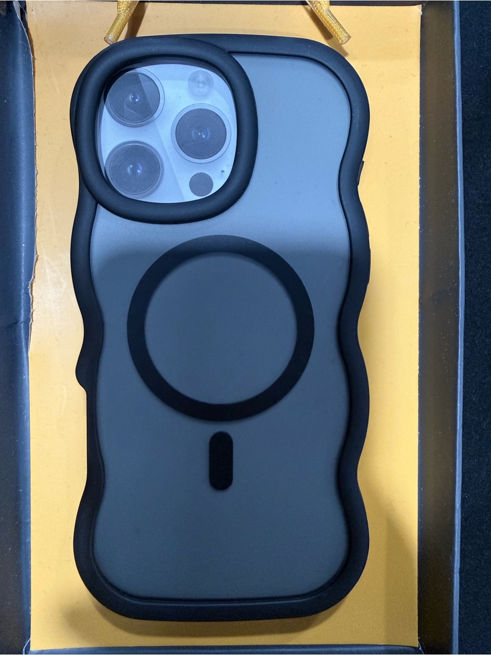 MagSafe-Compatible Matte Black Protective Phone Case with Camera Ring